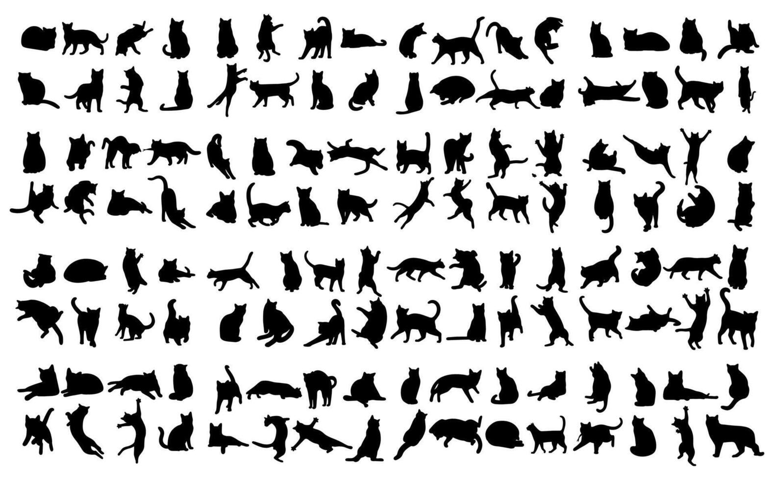 Cat shadow collection 1 cute on a white background, illustration. vector