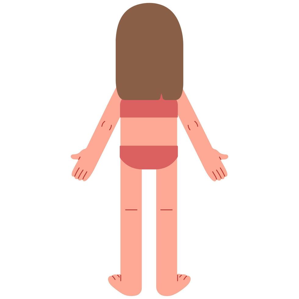 Woman's body back cute on a white background, illustration. vector