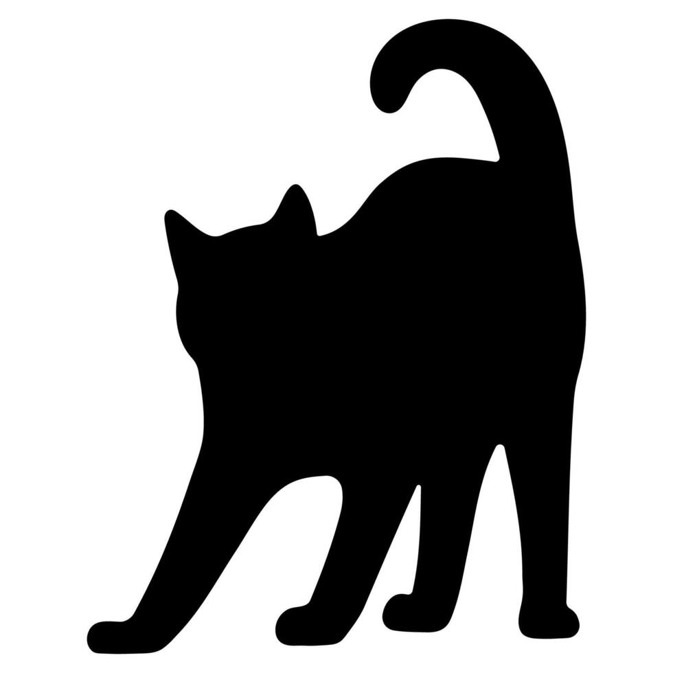 Cat shadow single 29 cute on a white background, illustration. vector