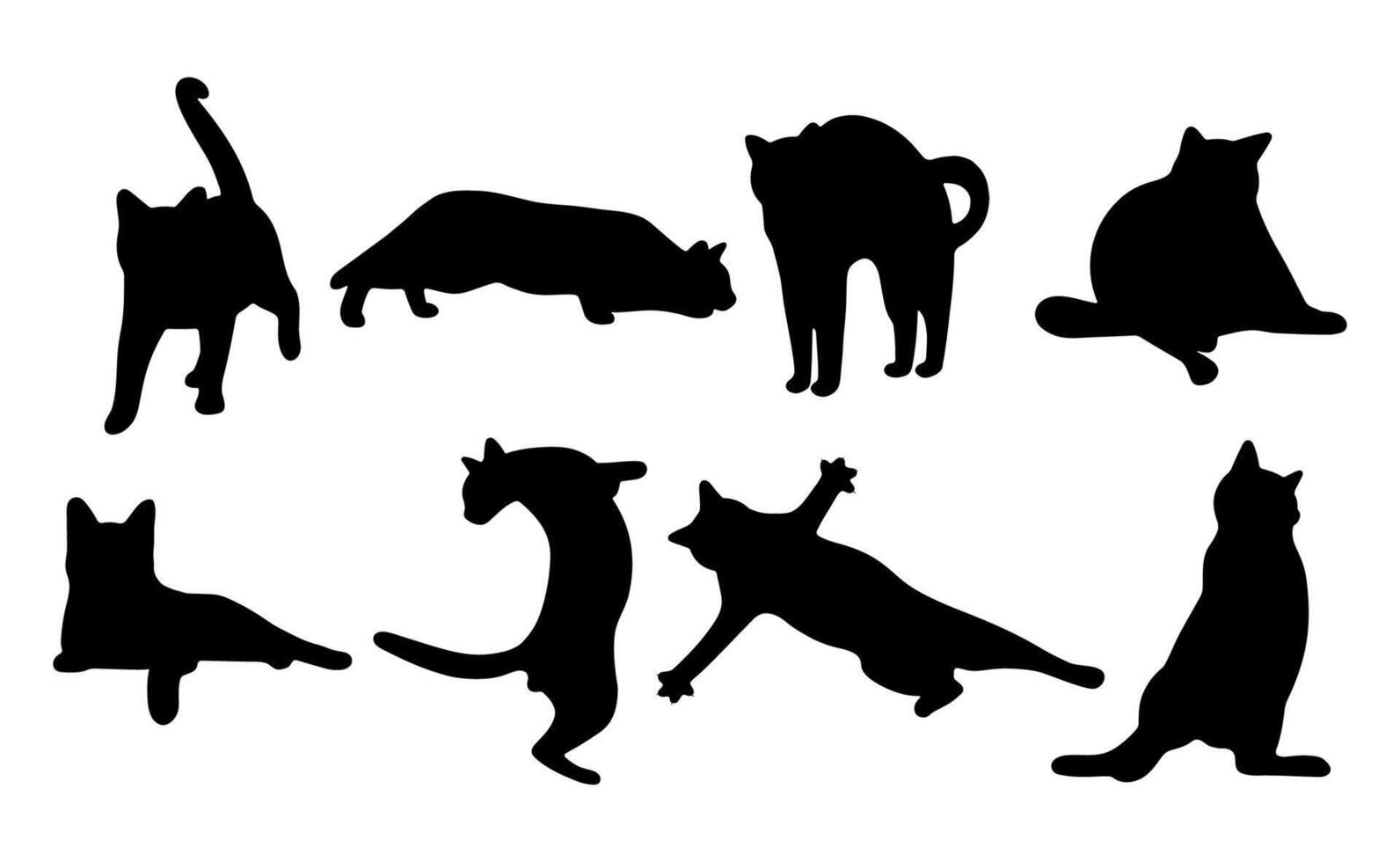 Cat shadow 14 on a white background, illustration. vector