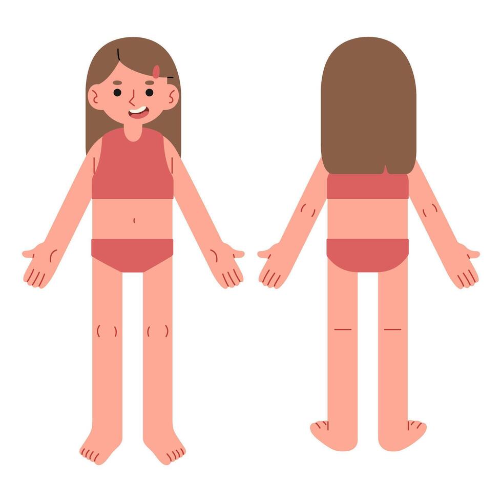 Body parts 13 cute on a background, illustration. vector