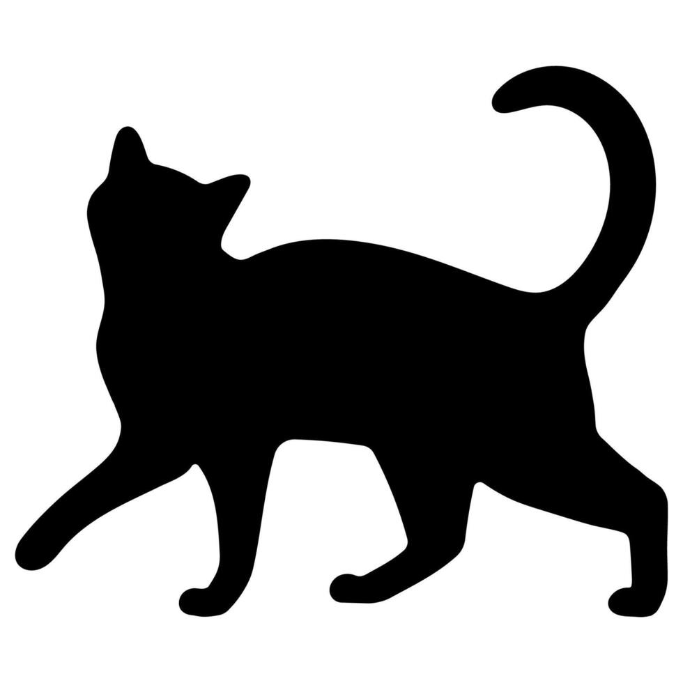 Cat shadow single 38 cute on a white background, illustration. vector