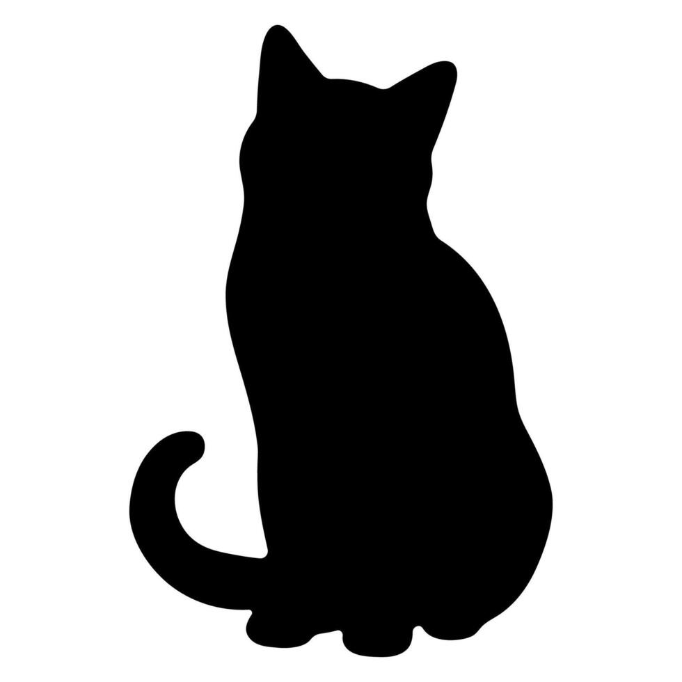 Cat shadow single 28 cute on a white background, illustration. vector