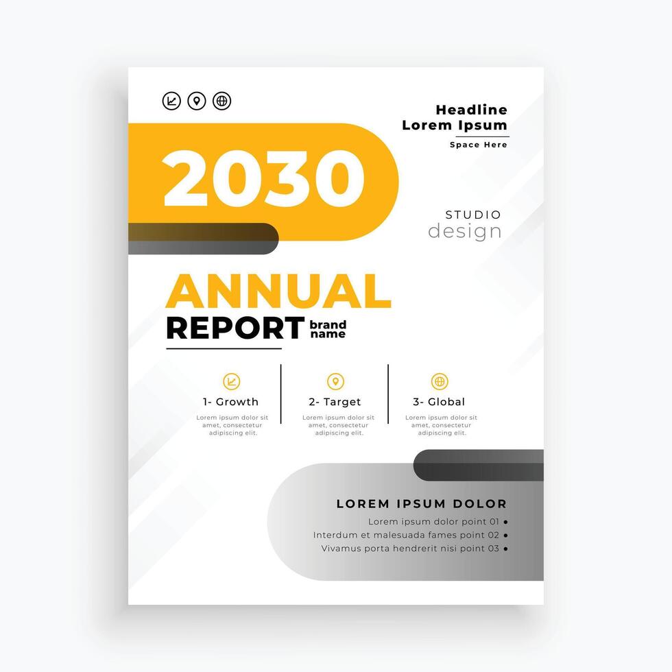 a4 anual reporte cubrir página diseño con amarillo tema vector
