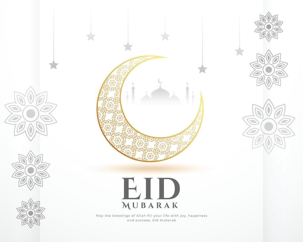 clásico estilo eid Mubarak festivo blanco antecedentes diseño vector