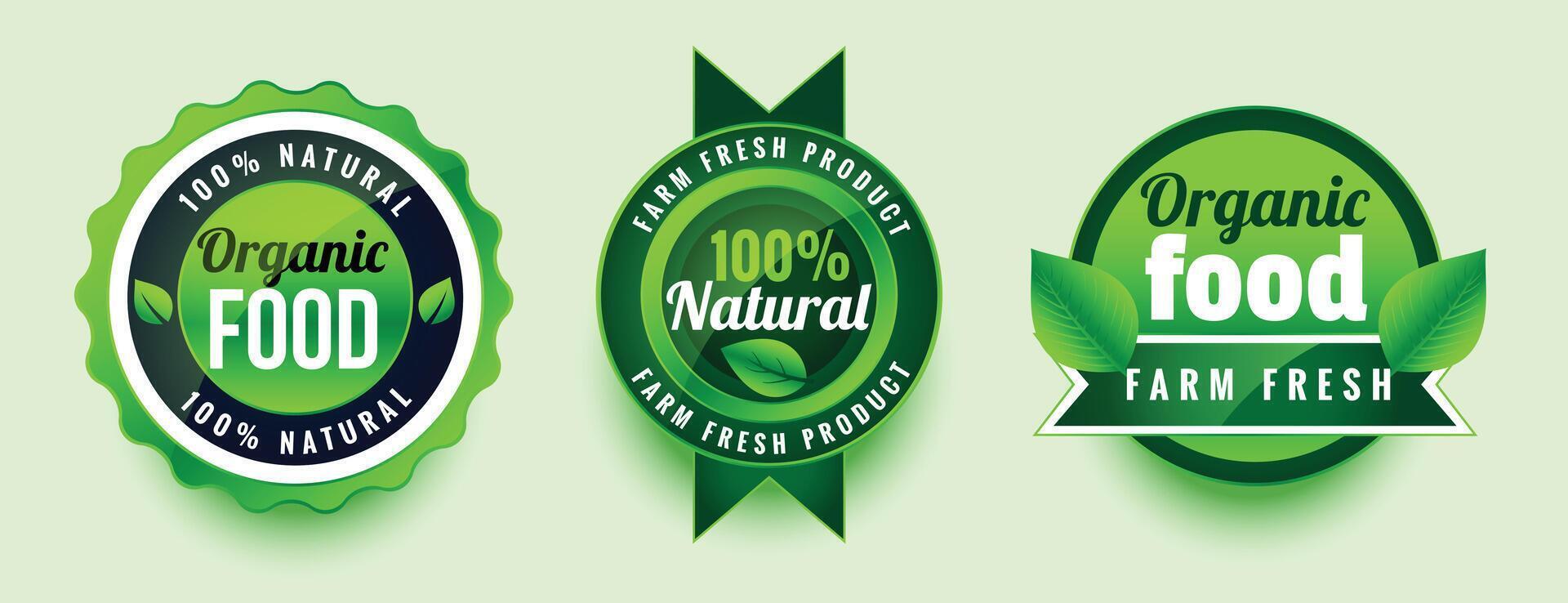 pack of pure and organic product green badge or sticker design vector