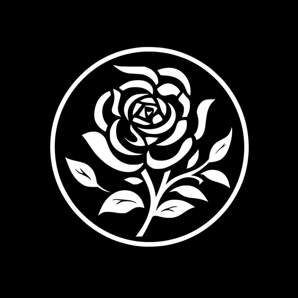 Flower - Black and White Isolated Icon - illustration vector