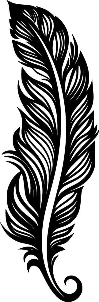 Feather, Black and White illustration vector