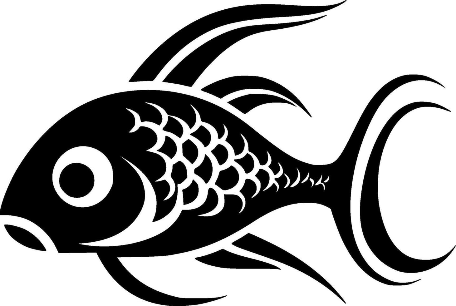 Fish - Black and White Isolated Icon - illustration vector