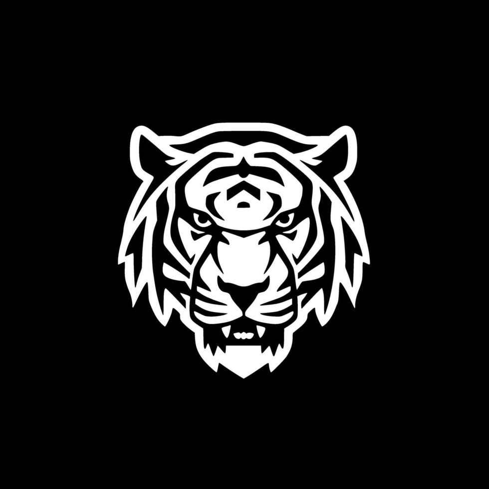 Tiger - Black and White Isolated Icon - illustration vector