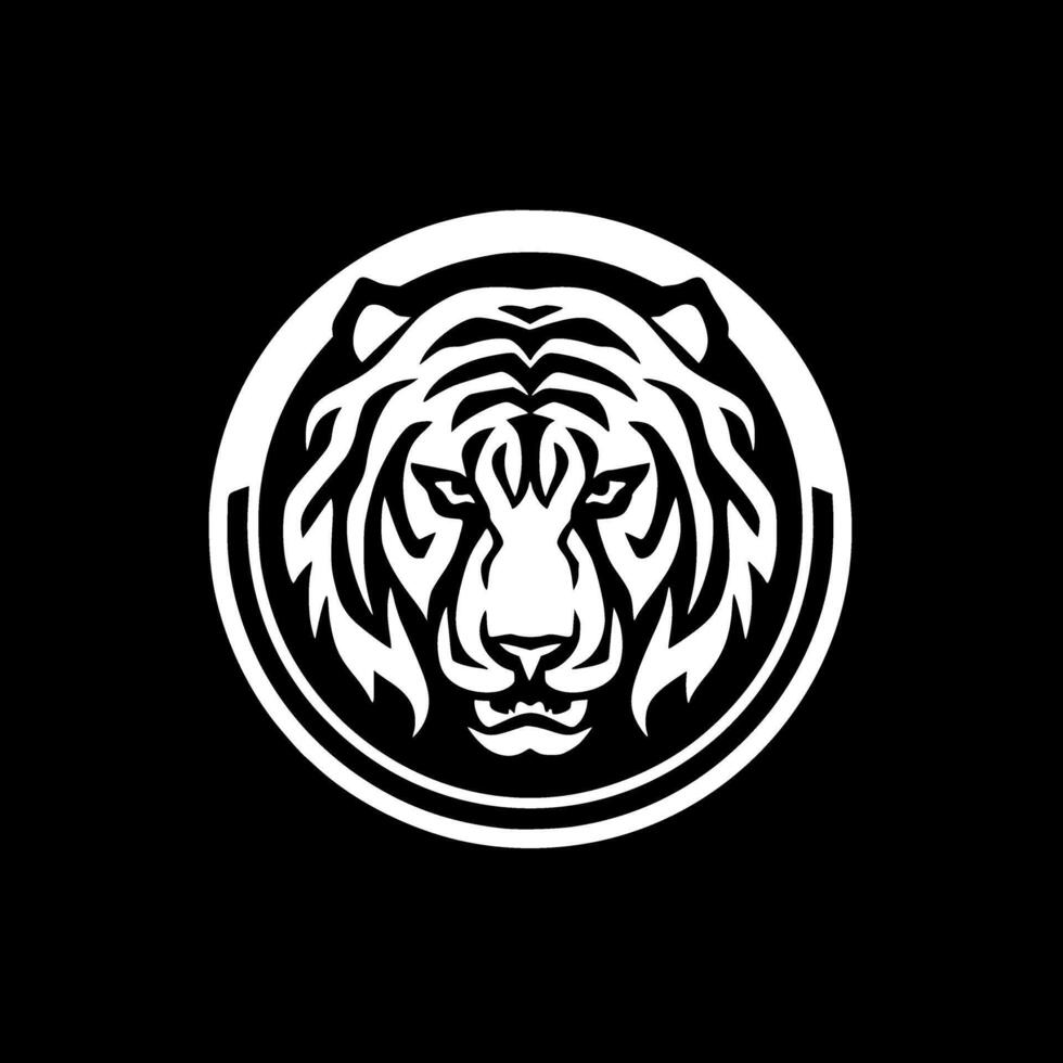 Tiger - Black and White Isolated Icon - illustration vector