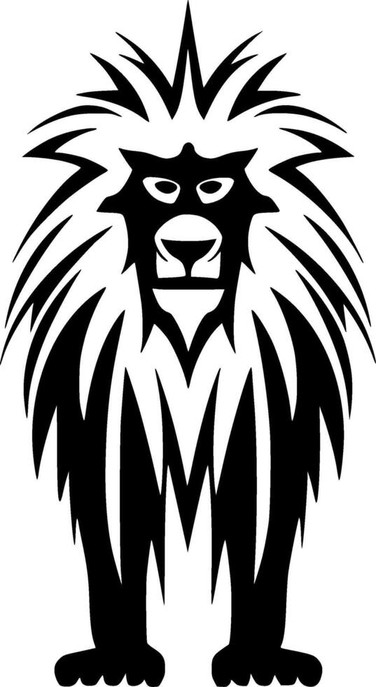 Baboon, Black and White illustration vector