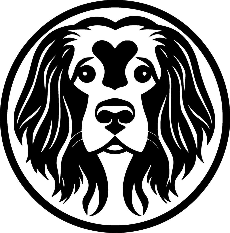perro - negro y blanco aislado icono - ilustración vector