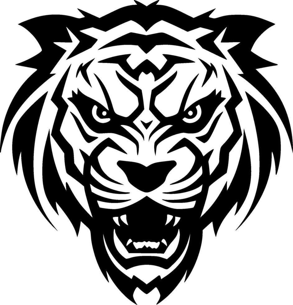 Tiger - Black and White Isolated Icon - illustration vector