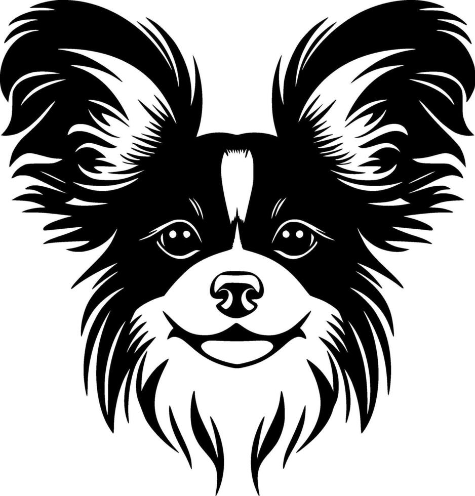 Papillon perro - negro y blanco aislado icono - ilustración vector