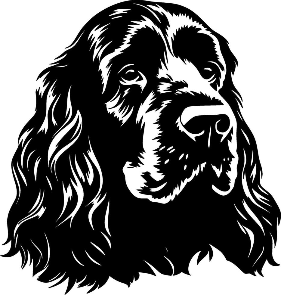 cocker spaniel, negro y blanco ilustración vector