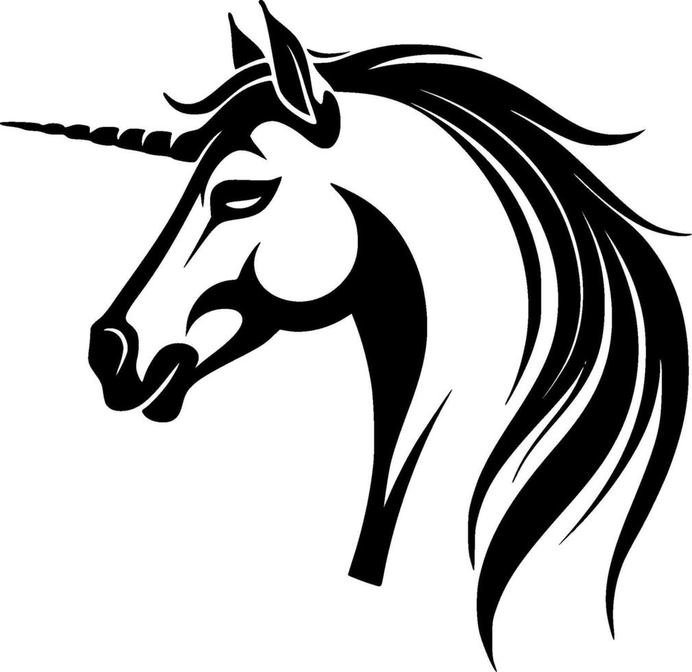 unicornio - negro y blanco aislado icono - ilustración vector