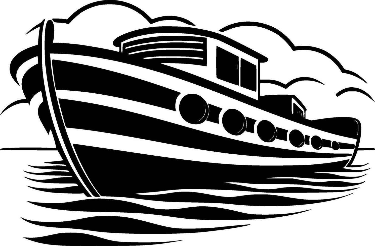 Boat - Black and White Isolated Icon - illustration vector