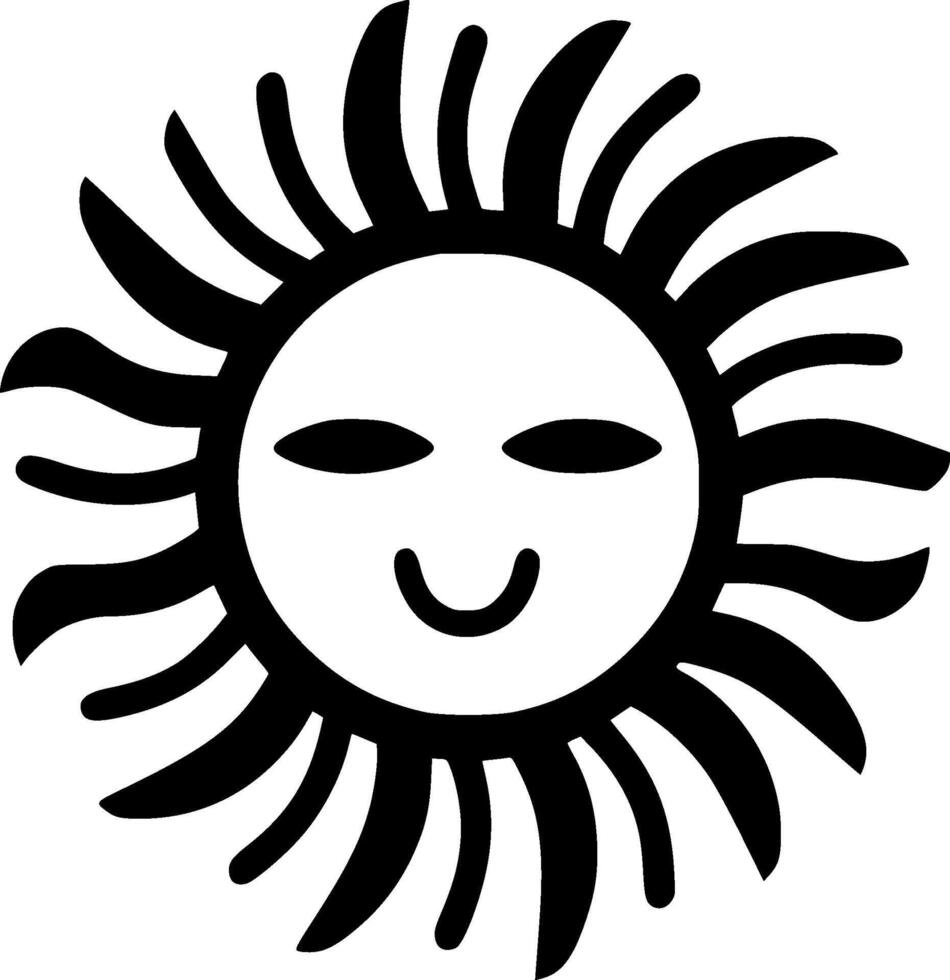 Sun - Black and White Isolated Icon - illustration vector