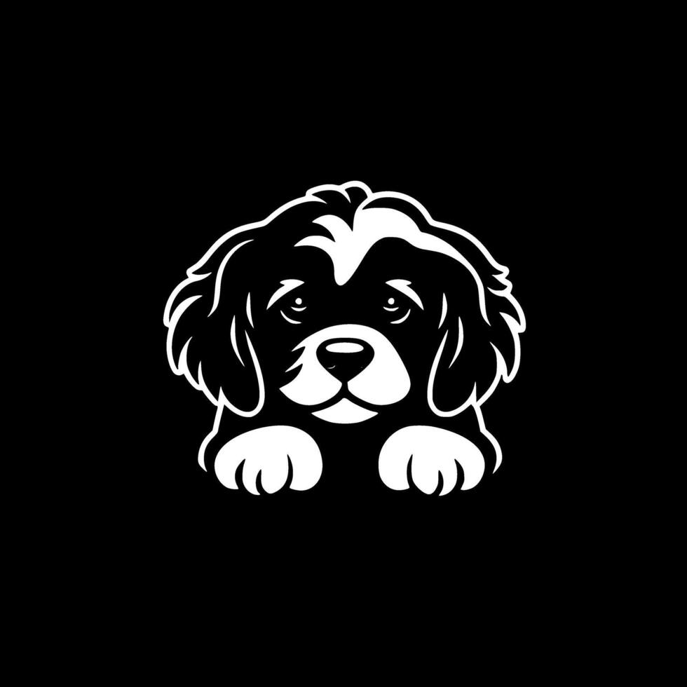 cachorro, negro y blanco ilustración vector