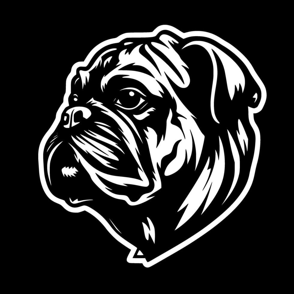 Pug - Black and White Isolated Icon - illustration vector