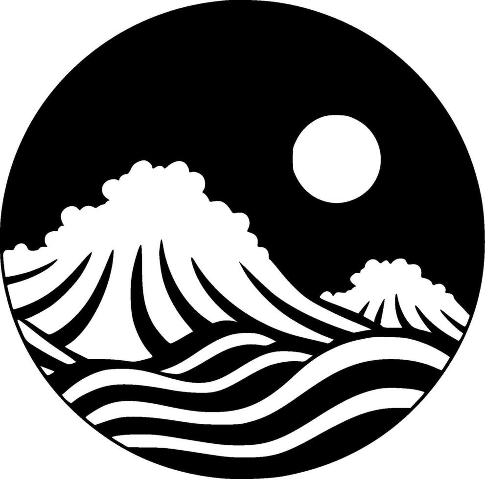 Ocean - Black and White Isolated Icon - illustration vector