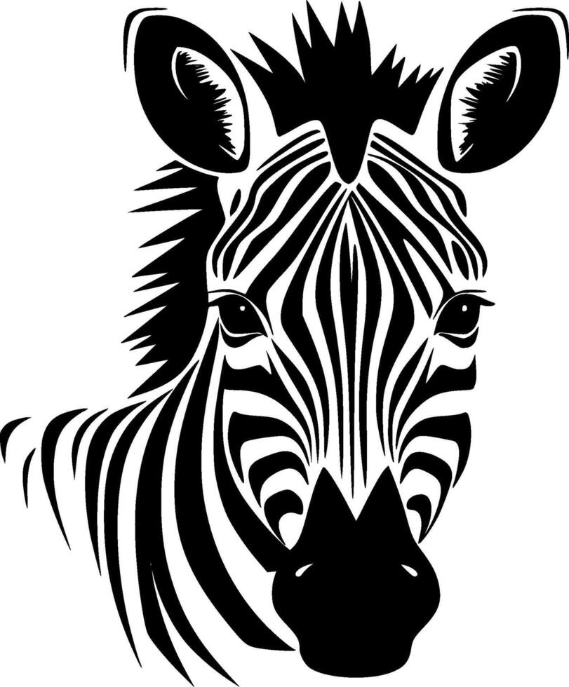 Zebra - Black and White Isolated Icon - illustration vector