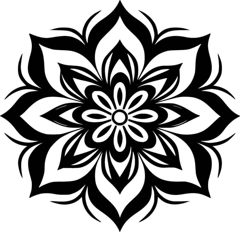 mandala - negro y blanco aislado icono - ilustración vector