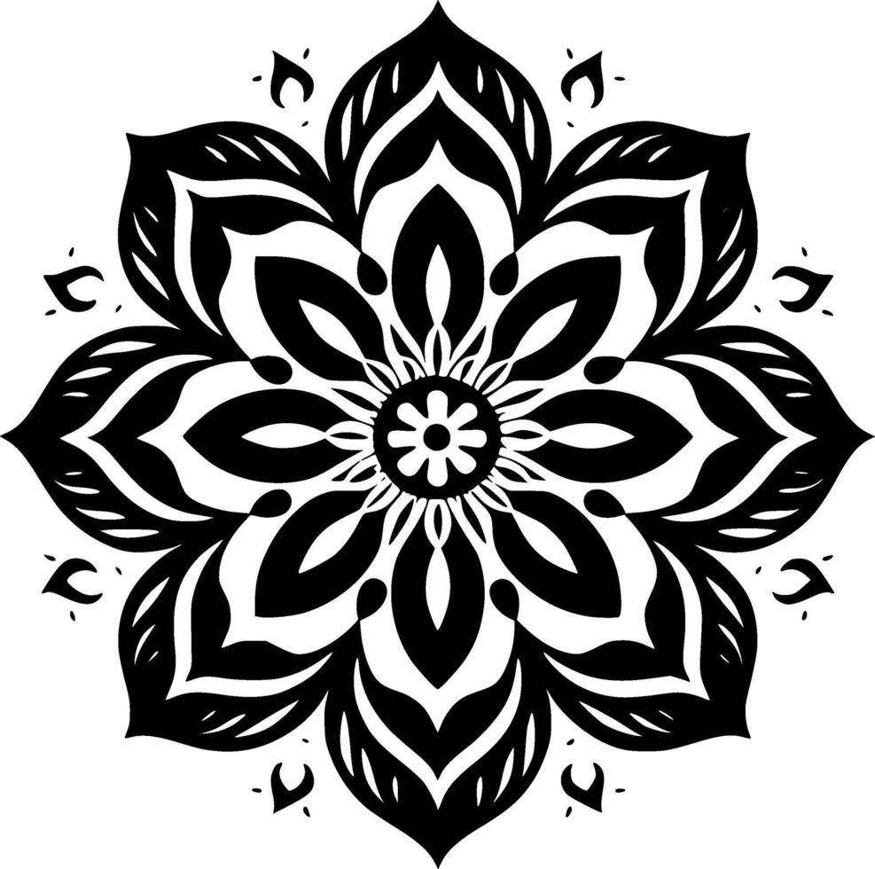 Mandala - Black and White Isolated Icon - illustration vector