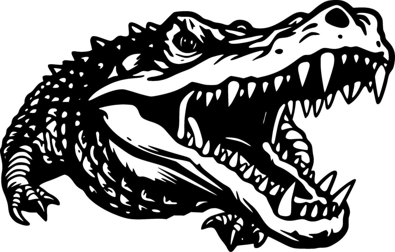Alligator, Black and White illustration vector