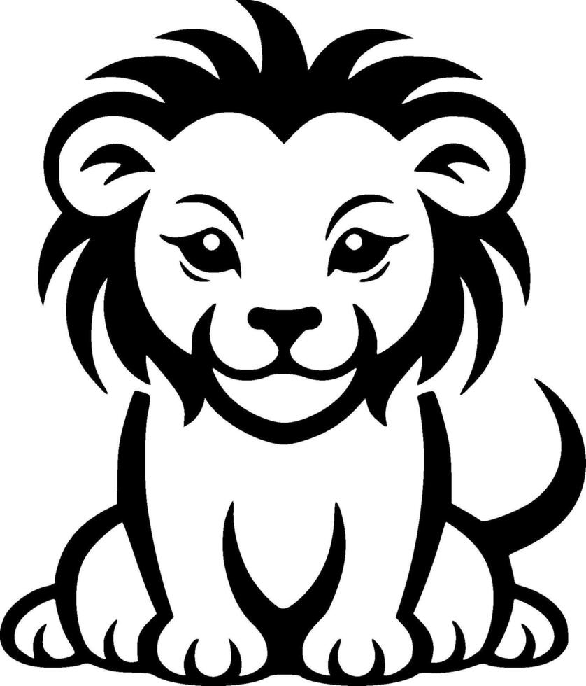 león bebé - minimalista y plano logo - ilustración vector