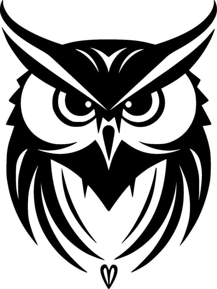 Owl - Black and White Isolated Icon - illustration vector