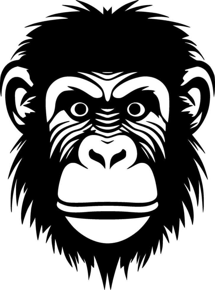 Chimpanzee, Black and White illustration vector