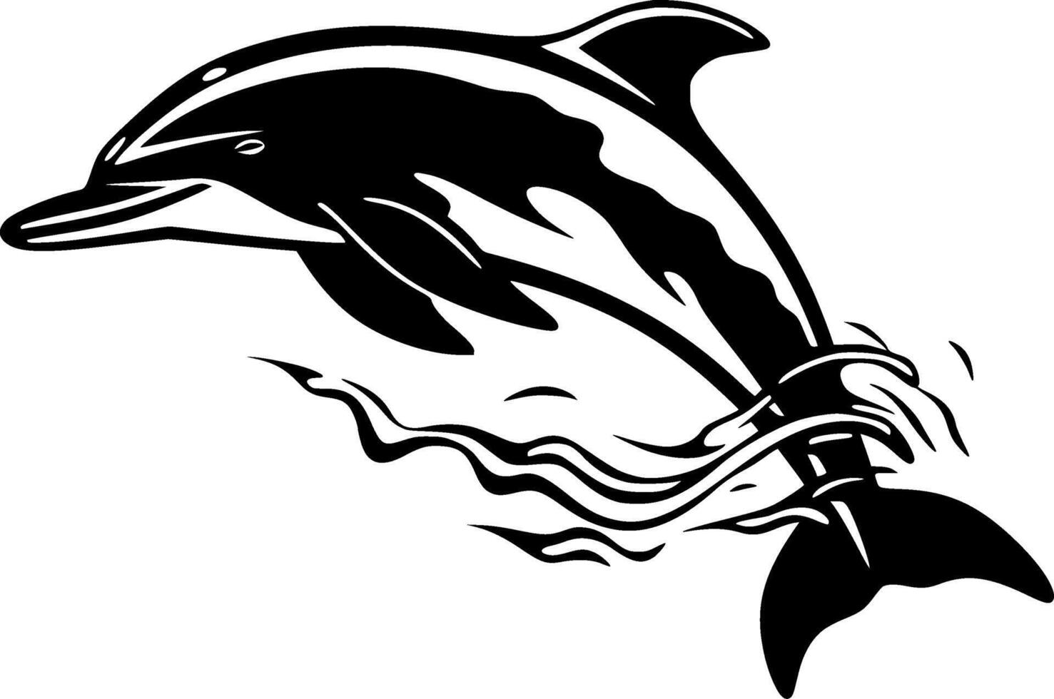 delfín, negro y blanco ilustración vector