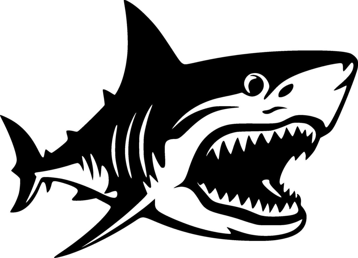 Shark - Black and White Isolated Icon - illustration vector