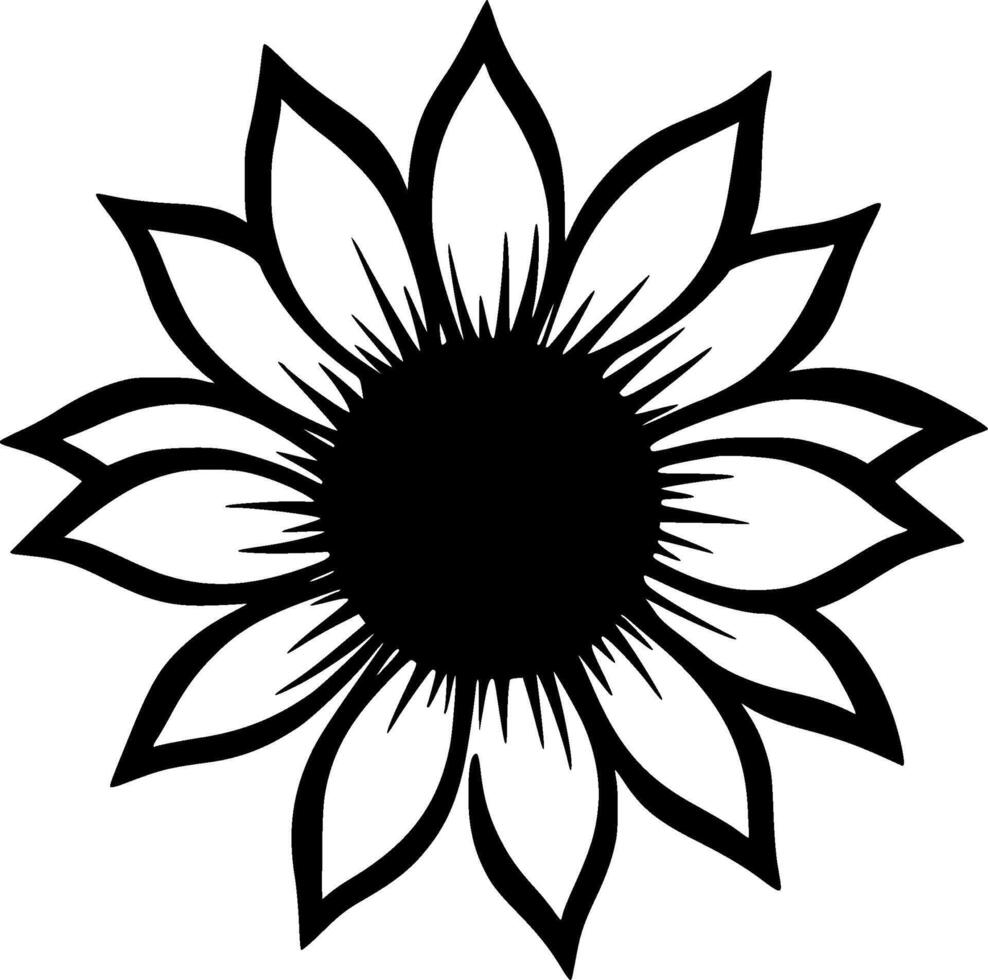 Sunflower, Black and White illustration vector