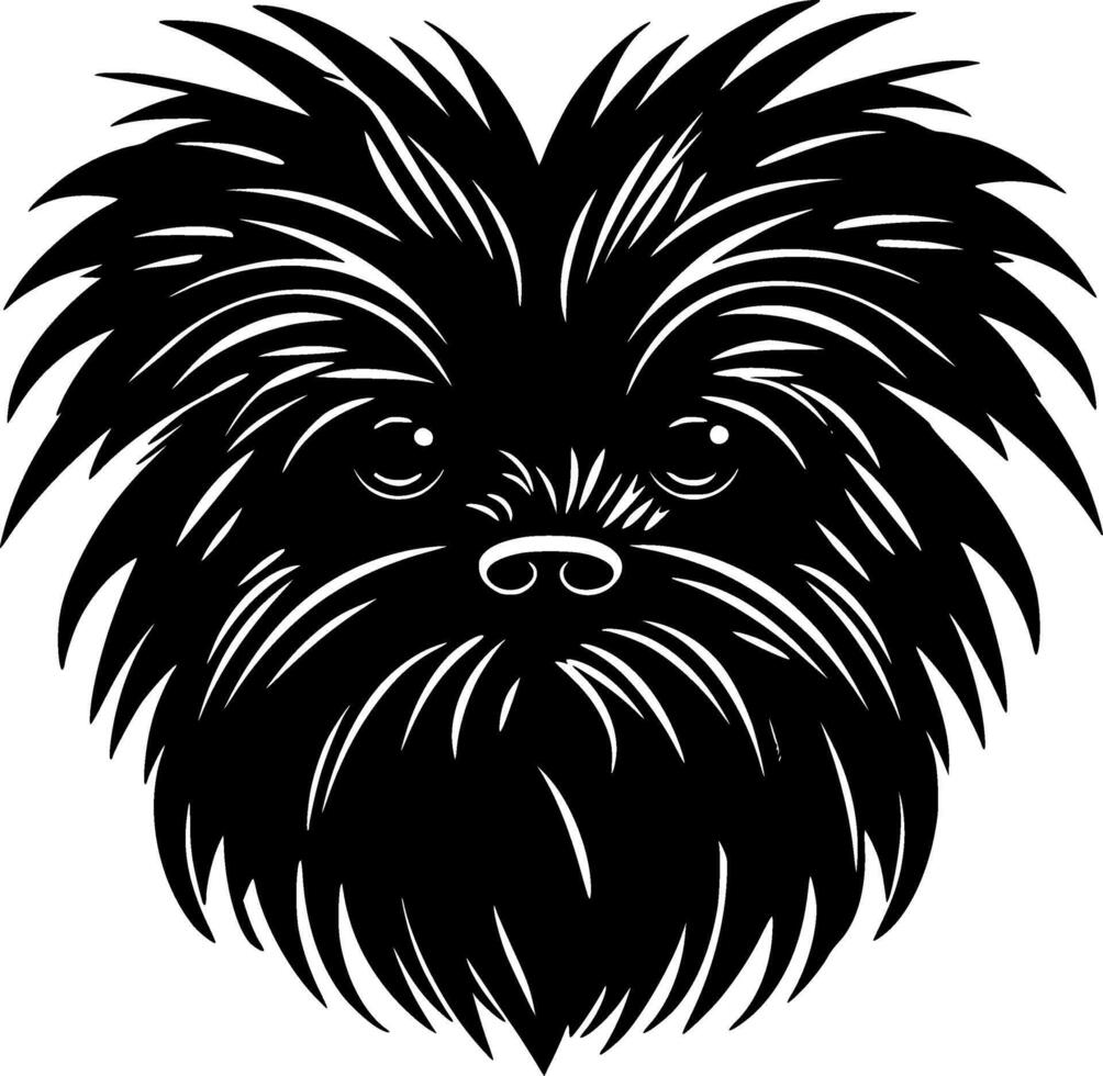 Affenpinscher, negro y blanco ilustración vector