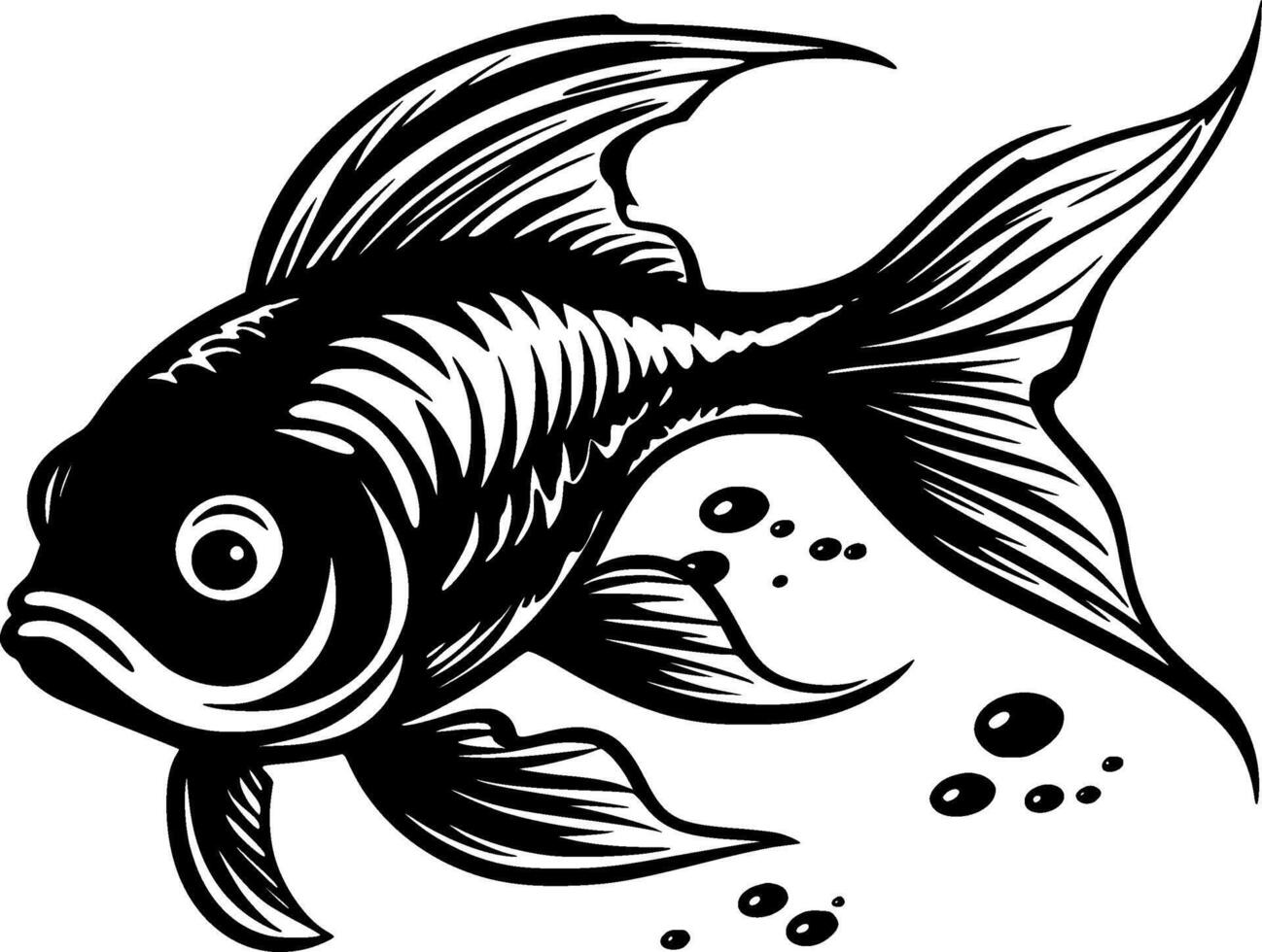 Goldfish - Black and White Isolated Icon - illustration vector
