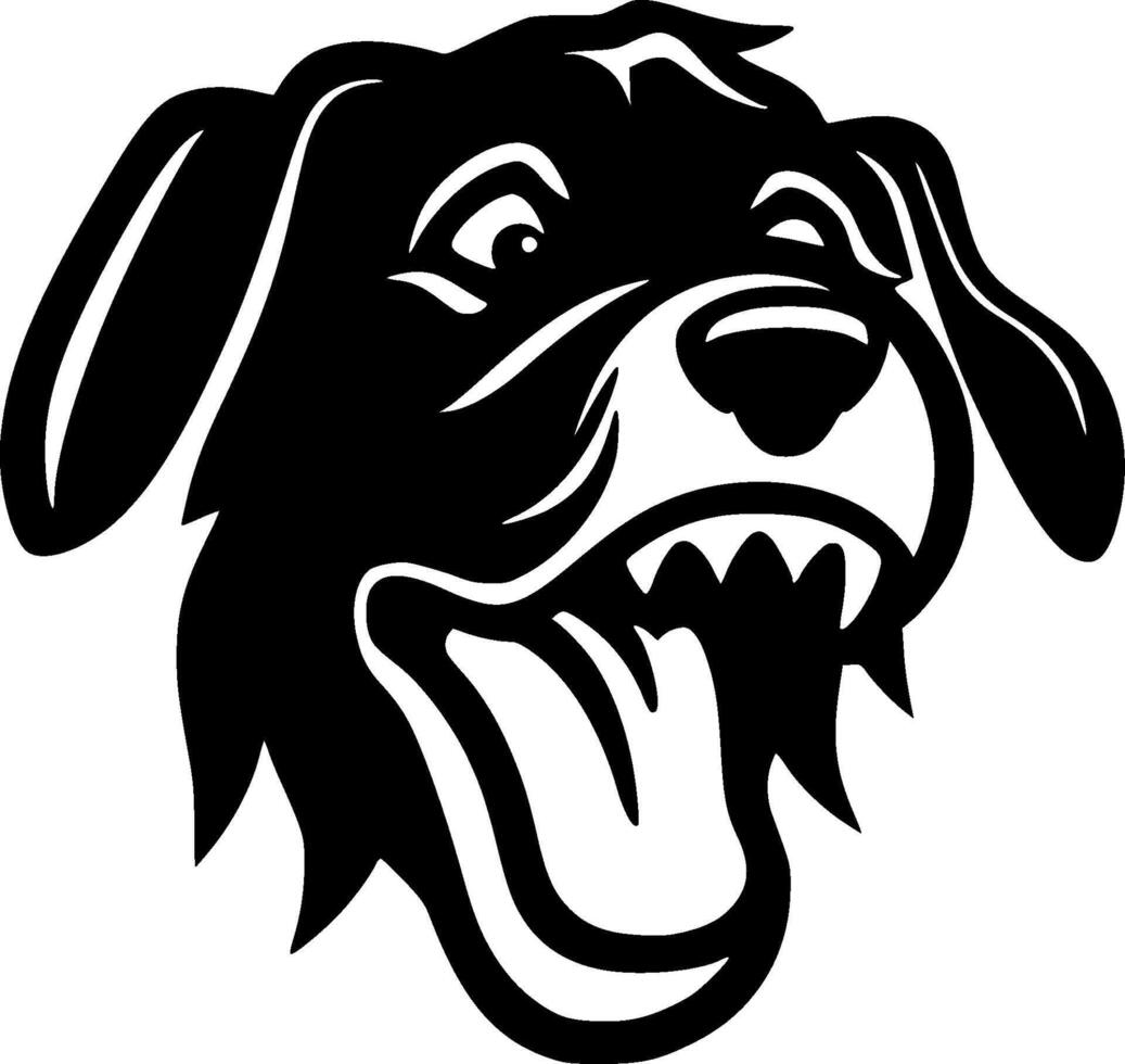 perro - negro y blanco aislado icono - ilustración vector