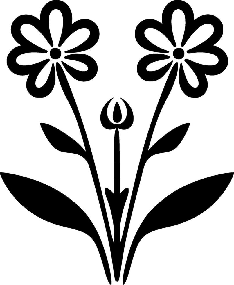 Flower - Black and White Isolated Icon - illustration vector