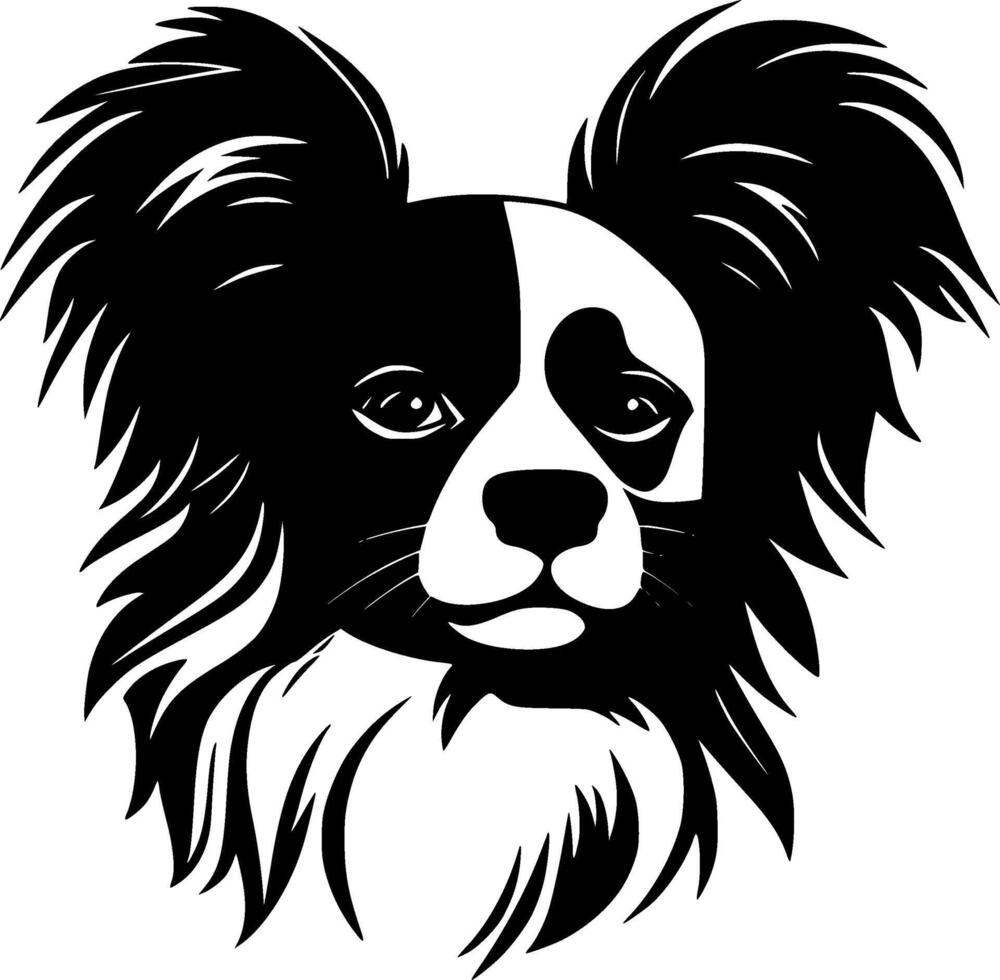 Papillon Dog - Black and White Isolated Icon - illustration vector