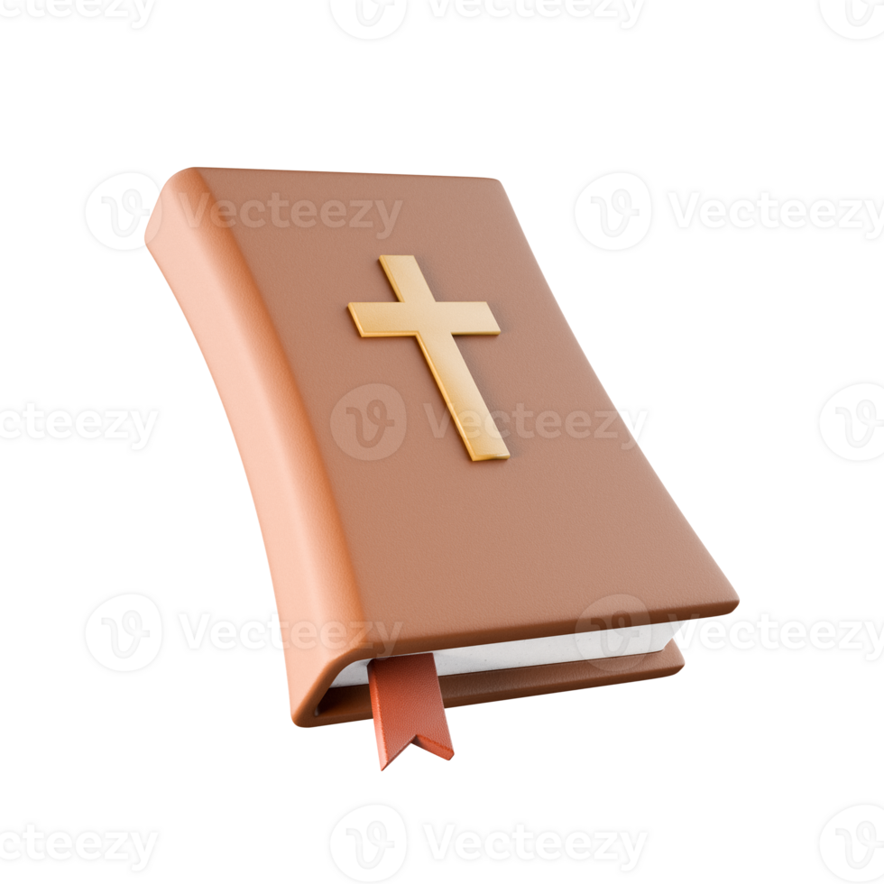 3d bibel bok ikon med bokmärke png