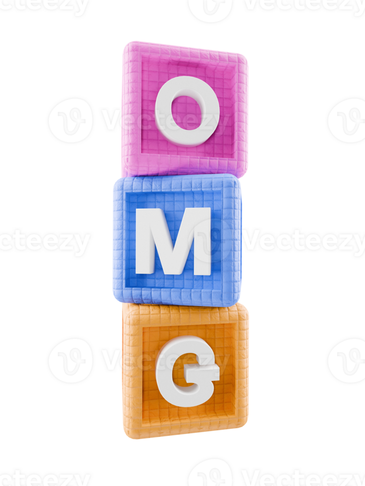3d building block cubes spelling OMG 43111069 PNG