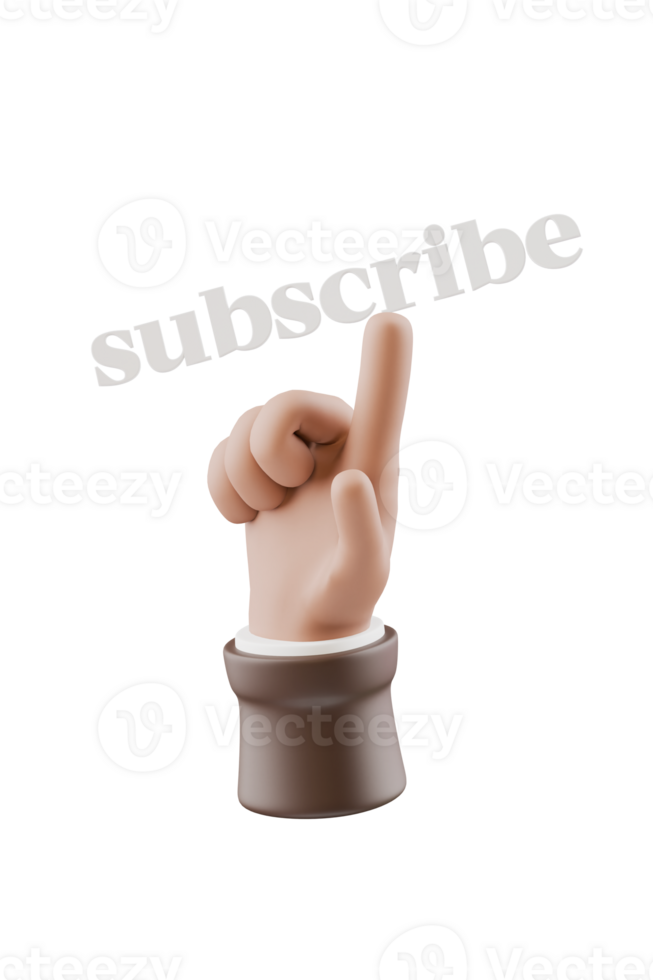 3d hand pointing to subscribe text png