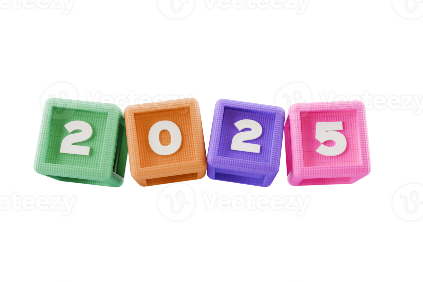 colourful 3d building block cubes spelling the number 2025 43111095 PNG
