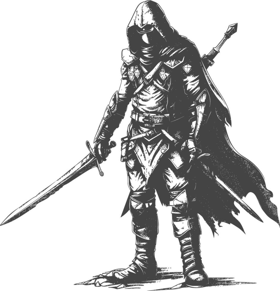 elf warrior images using Old engraving style vector