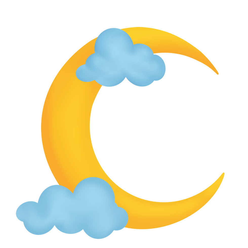 mezzaluna Luna con nuvole png