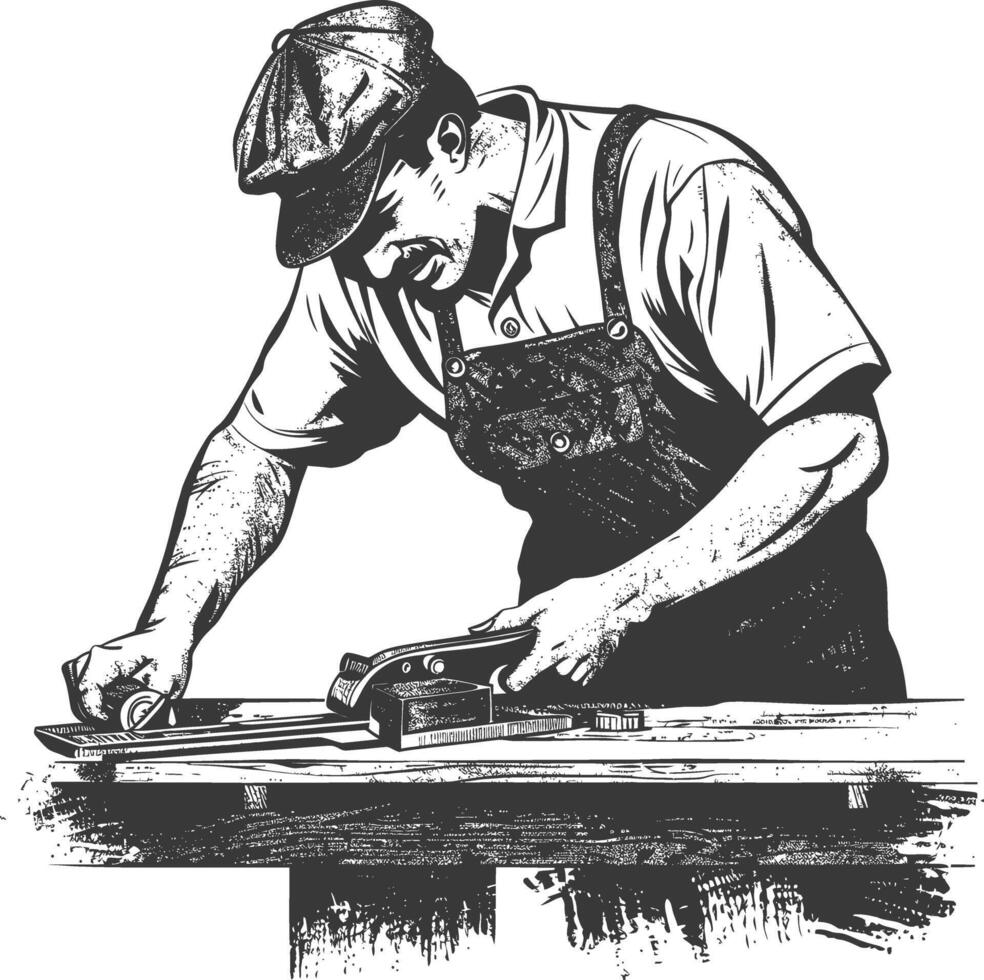 Factory Worker in action images using Old engraving style vector