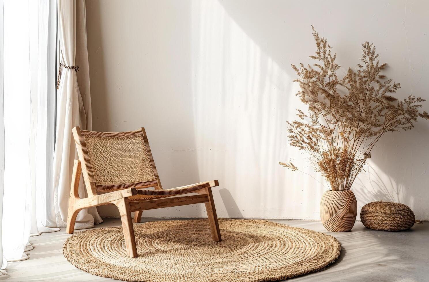 Chair on Rug Beside Vase photo