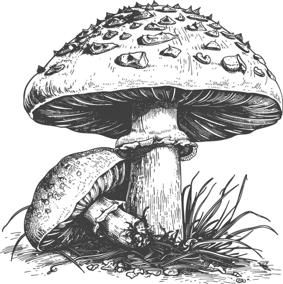 mushroom images using Old engraving style vector